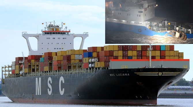 集装箱船MSC LUCIANA与中国货船苏连海机0118相撞